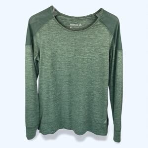 Reebok Women's Athletic Long Sleeve Mesh shoulders Shirt size M Green